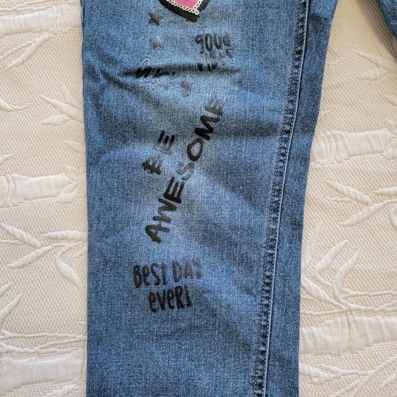 🟠4 for $25🟠 TOTAL GIRL PAINTED SEQUINED JEANS SIZE 16.5 PLUS - Picture 6 of 11